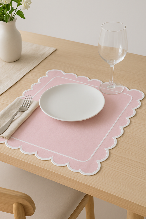 Set de table coton brodé style vintage ondulé - vue 2 sur 2