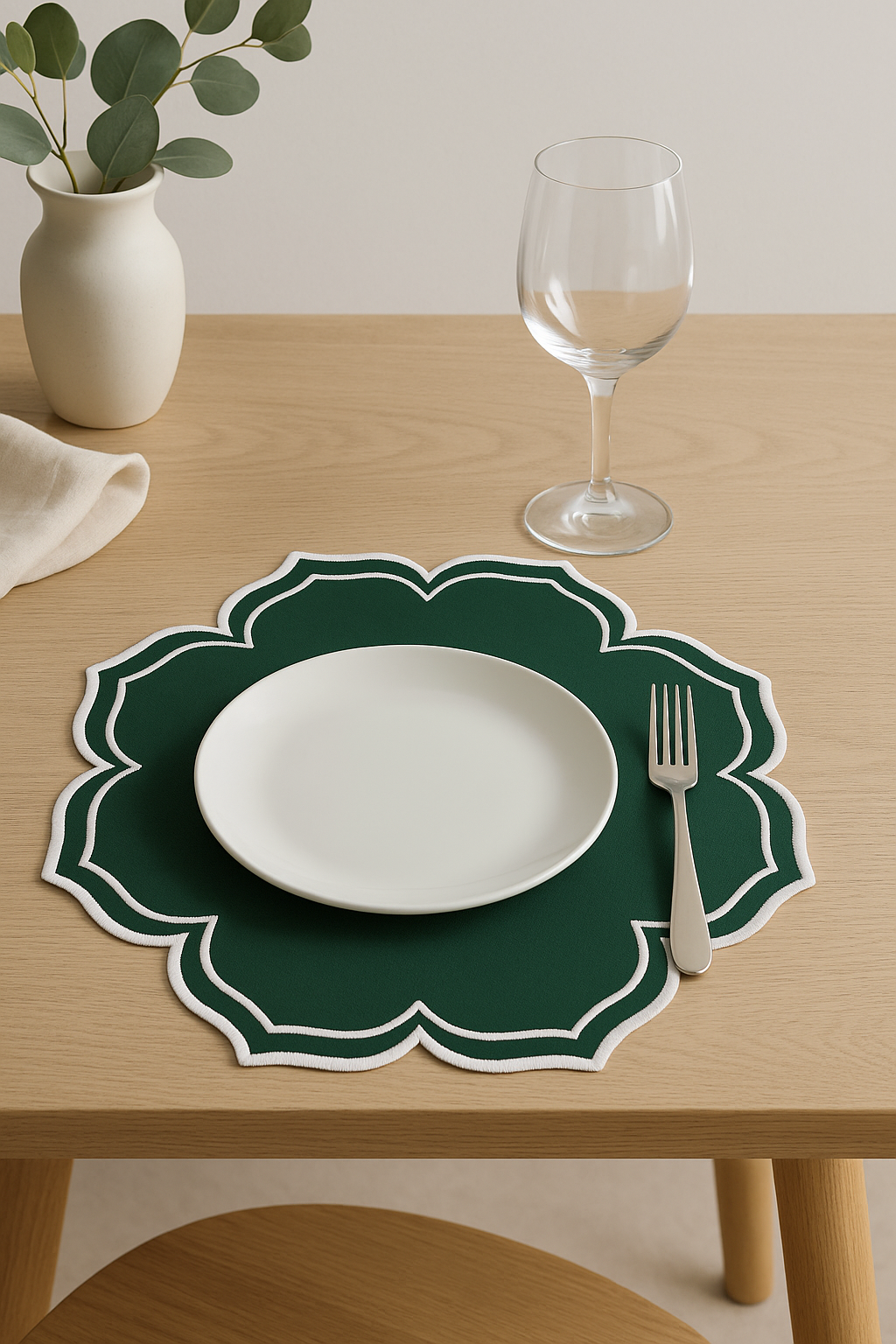 Set de table coton brodé style vintage ondulé - vue 3 sur 2