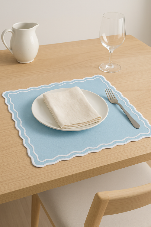 Set de table coton lin motif coquillage marin - vue 2 sur 2