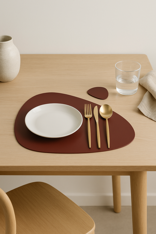 Set de table cuir pu imperméable forme irrégulière
