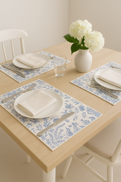 Set de table floral hortensia pour cuisine maison - vue 2 sur 2