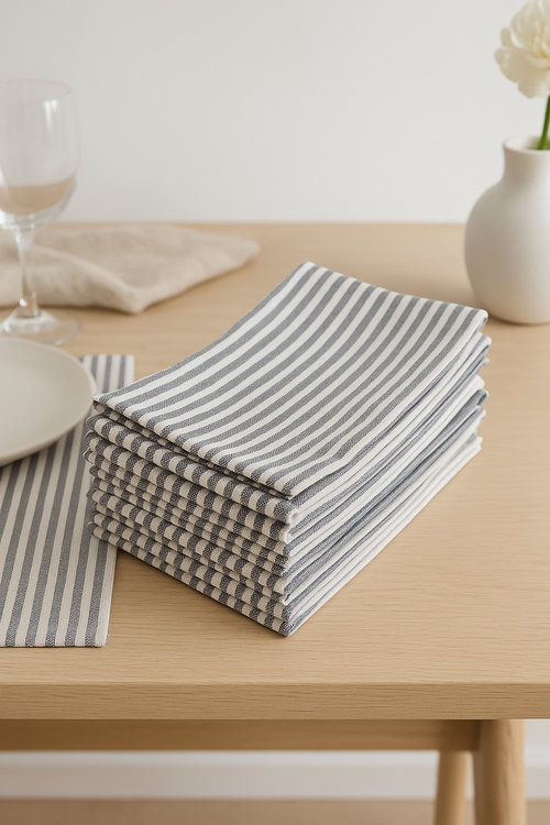 Set de table lot 12 lin coton rayé - vue 2 sur 2