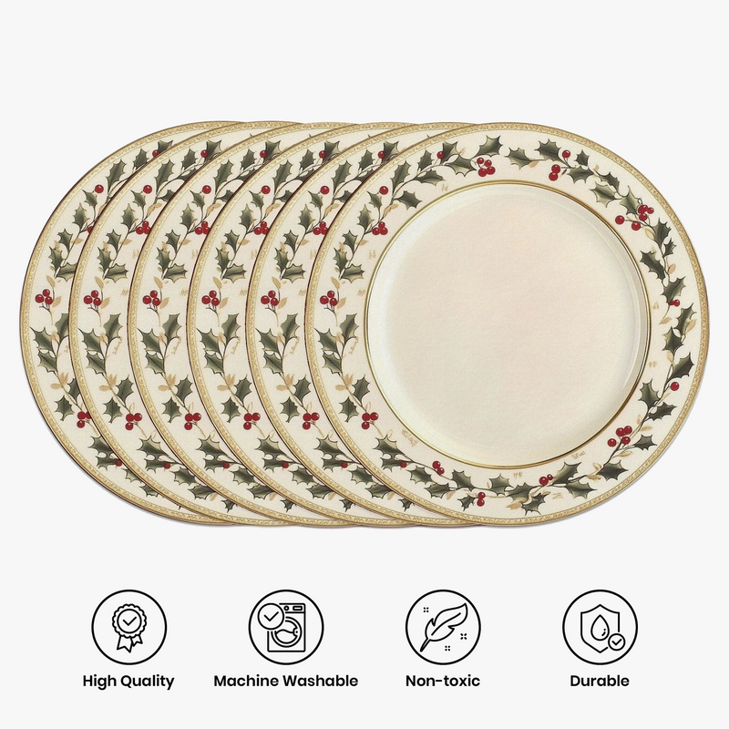 set de table noel houx flocons 6 pieces