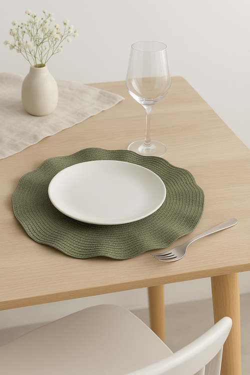 Set de table ronds tressés ondulés lavables cuisine - vue 2 sur 2
