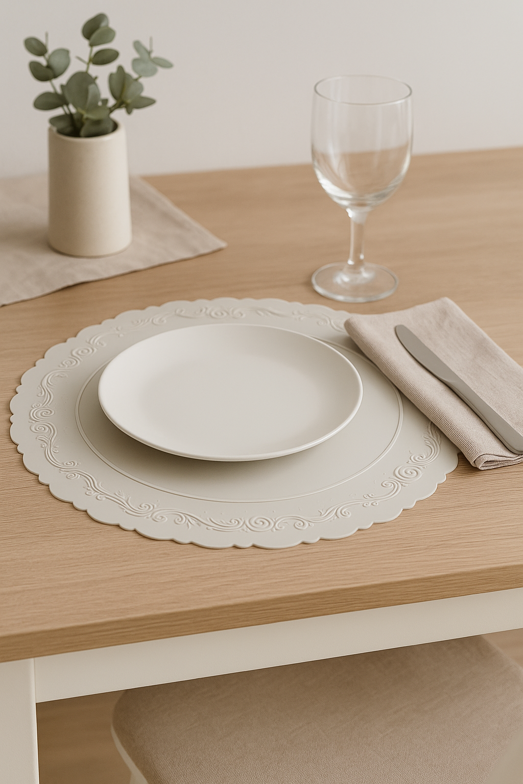 Set de table silicone antidérapant motif feuille lavable - vue 3 sur 2