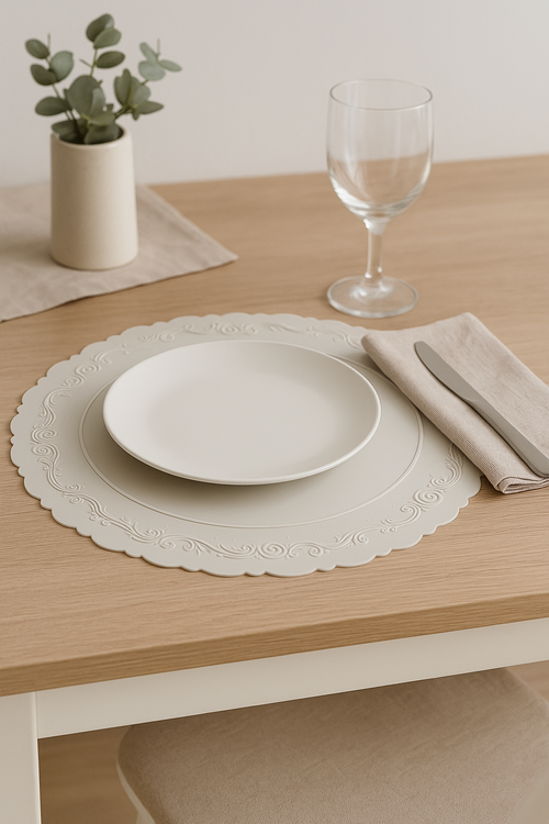 Set de table silicone antidérapant motif feuille lavable