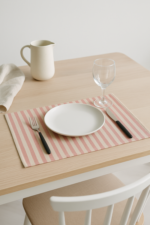 Set de table tissu motifs rayures et carreaux - vue 2 sur 2