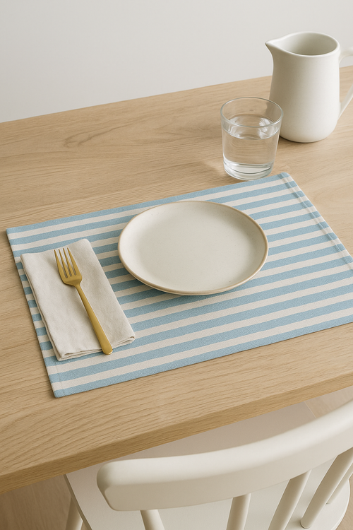 Set de table tissu rayures carreaux style campagne - vue 2 sur 2