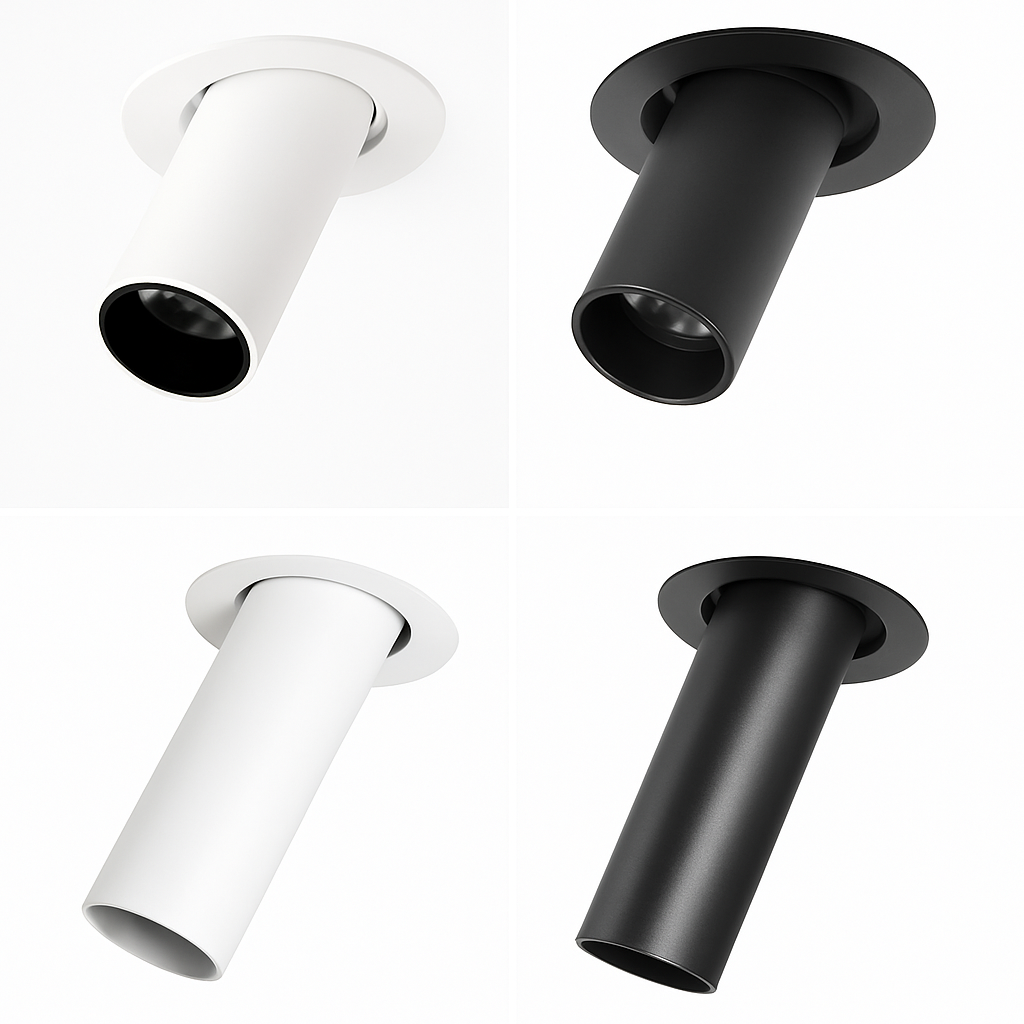 Spot de Plafond Tube Long noir/blanc encastré Led point lampe Angle rotatif 12w - vue 5 sur 7
