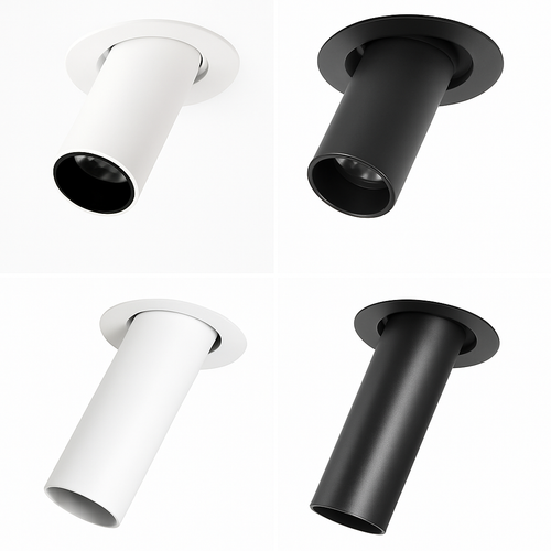 Spot de Plafond Tube Long noir/blanc encastré Led point lampe Angle rotatif 12w