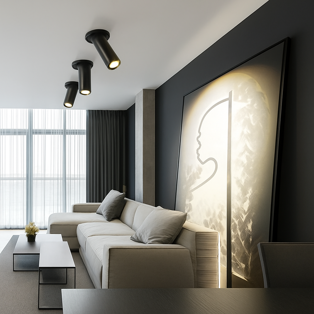 Spot de Plafond Tube Long noir/blanc encastré Led point lampe Angle rotatif 12w - vue 6 sur 7