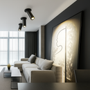 Spot de Plafond Tube Long noir/blanc encastré Led point lampe Angle rotatif 12w