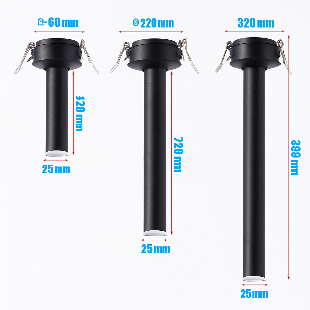 Spot de Plafond Tube Long noir/blanc encastré Led point lampe Angle rotatif 12w - vue 7 sur 7