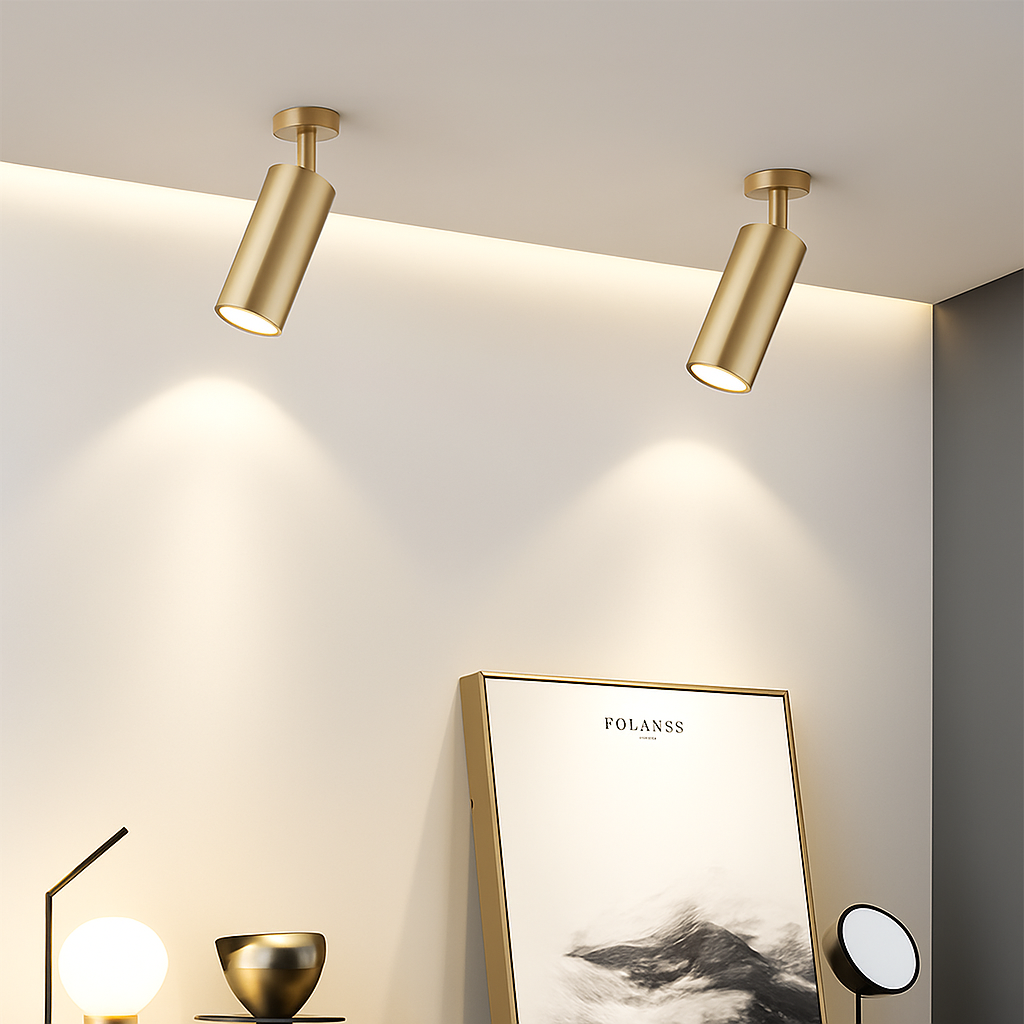 spot led en aluminium doré pour éclairage moderne intérieur - vue 2 sur 6