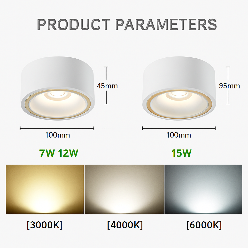 spot led rond en surface à intensité variable - vue 9 sur 8