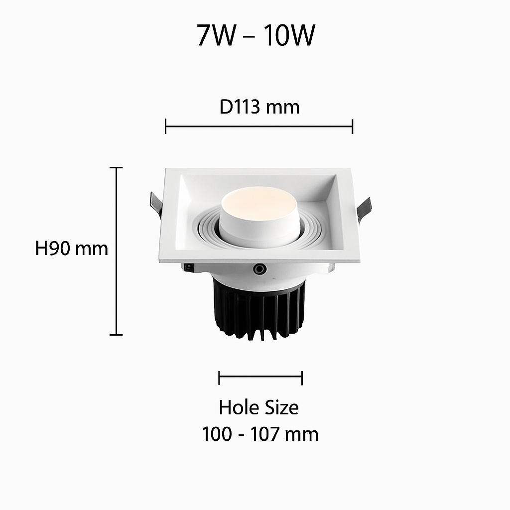 Spot moderne LED à focus réglable et forme encastrable carré Tiago - vue 7 sur 8