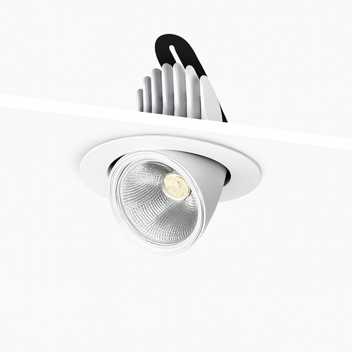 Spot rond à LED pivotable à 360° en aluminium blanc