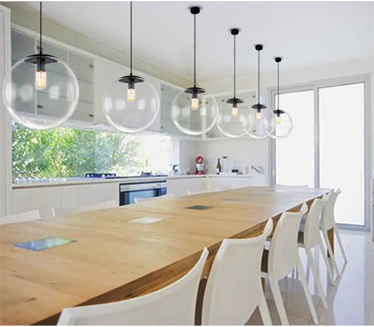 Suspension boule de verre minimaliste nordique moderne