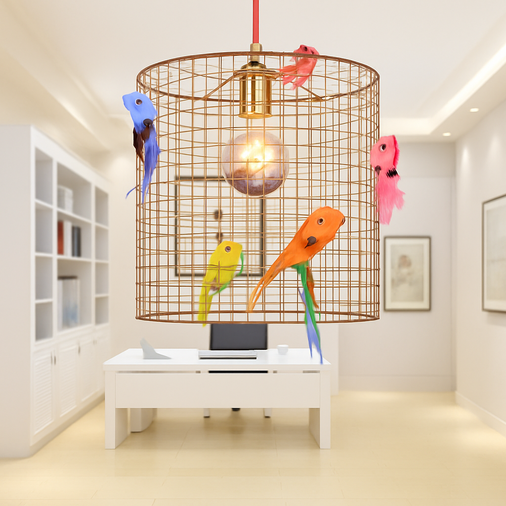 suspension créative en forme de cage à oiseaux style nordique décoratif - vue 6 sur 8