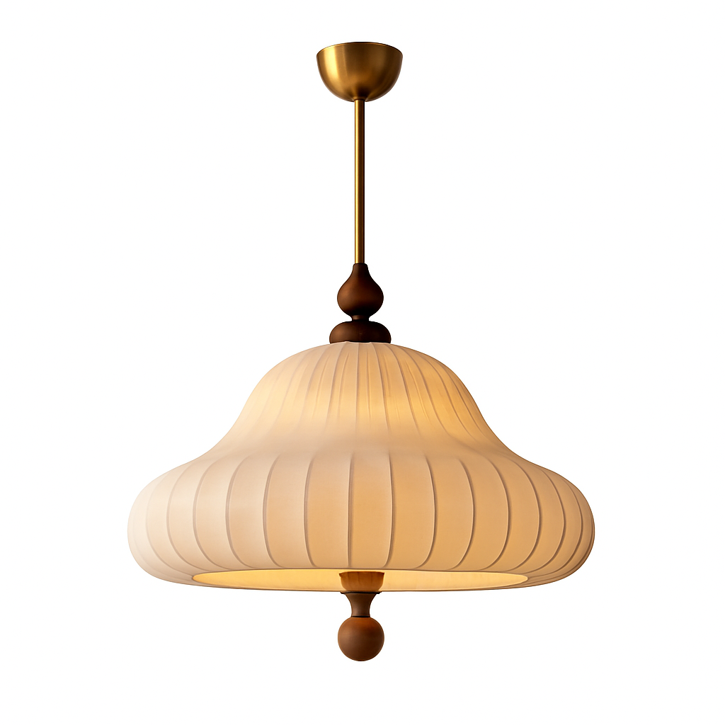 suspension décorative vintage wabi-sabi en bois et tissu zen