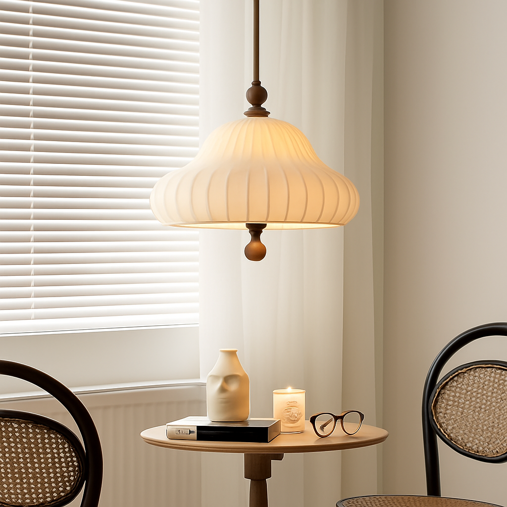 suspension décorative vintage wabi-sabi en bois et tissu zen