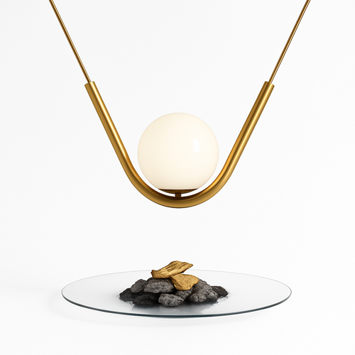Suspension design boule de verre avec bras doré Arto - vue 3 sur 5
