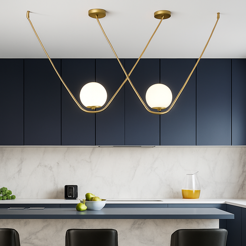 Suspension design boule de verre avec bras doré Arto - vue 4 sur 5
