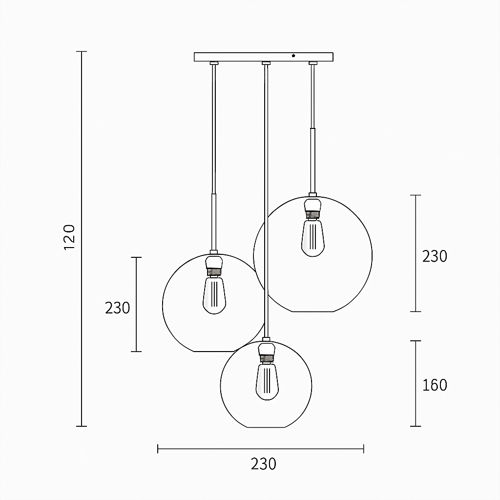 Suspension design boule en verre ambré Loft - vue 8 sur 8