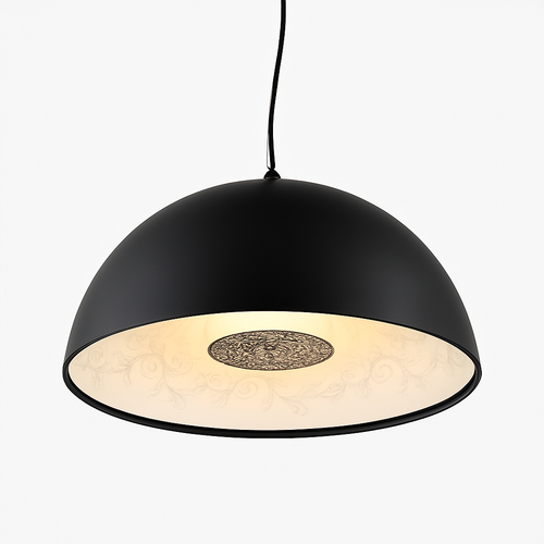 Suspension design demi sphère avec gravure fleurie intérieur