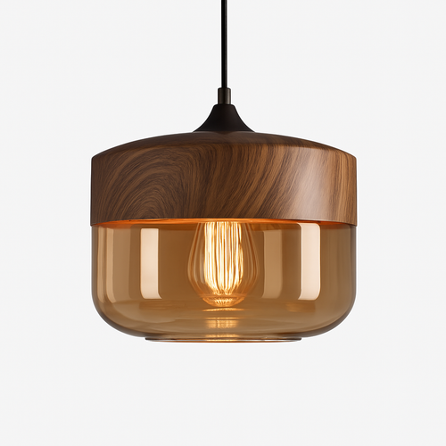 Suspension design en bois et verre Loft Retro