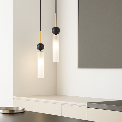 Suspension design en marbre naturel et cuivre cordon réglable - vue 2 sur 16