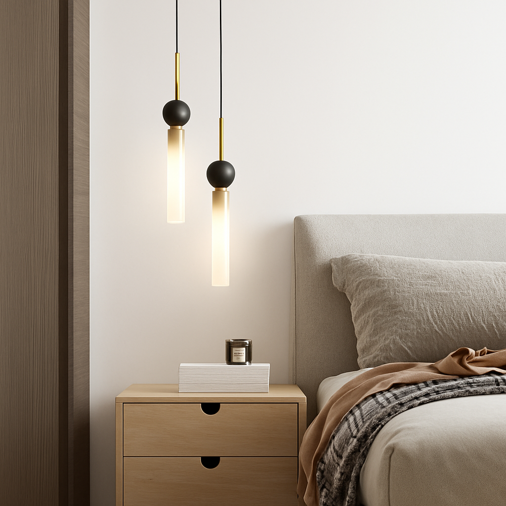 Suspension design en marbre naturel et cuivre cordon réglable - vue 4 sur 16
