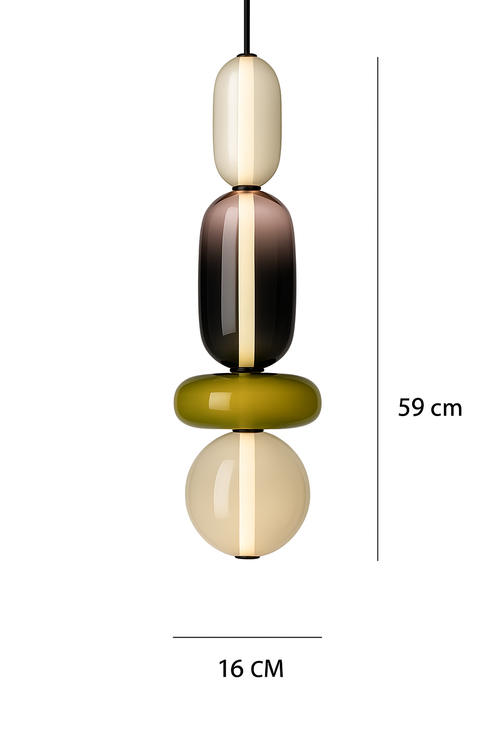 Suspension design en verre style pierres semi-précieuses Nemy