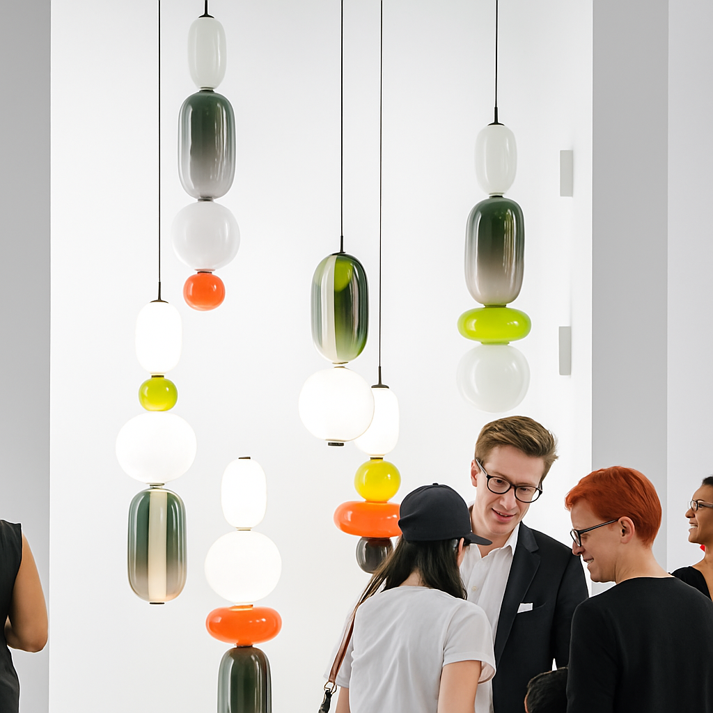 Suspension design en verre style pierres semi-précieuses Nemy - vue 5 sur 19