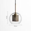 Suspension design LED avec abat-jour industriel et boule en verre Loft