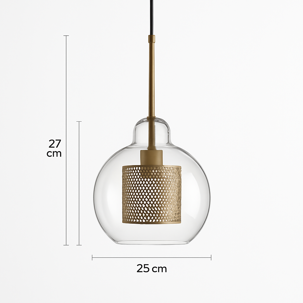 Suspension design LED avec abat-jour industriel et boule en verre Loft - vue 15 sur 19