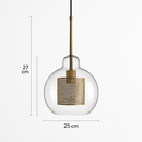 Suspension design LED avec abat-jour industriel et boule en verre Loft