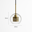 Suspension design LED avec abat-jour industriel et boule en verre Loft