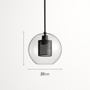 Suspension design LED avec abat-jour industriel et boule en verre Loft