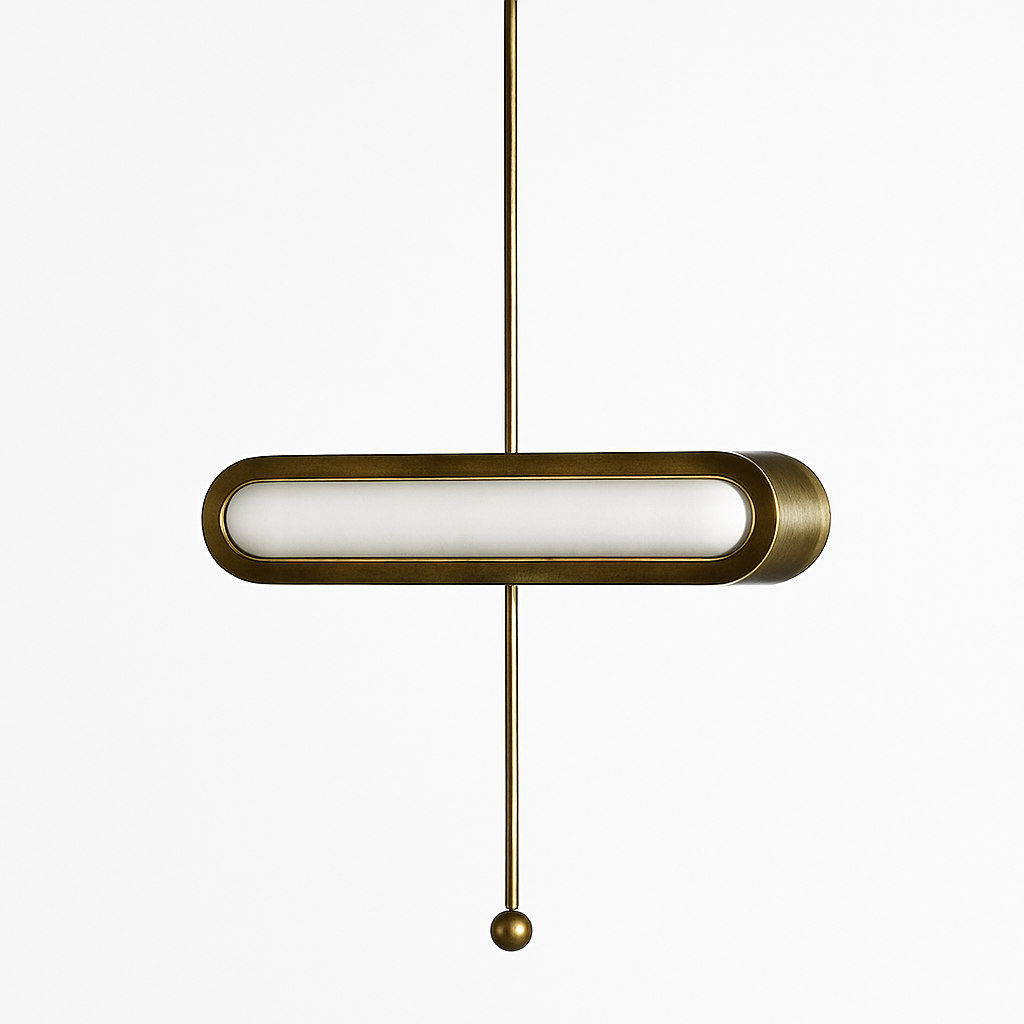 Suspension design LED avec double base dorée arrondie style Luxury