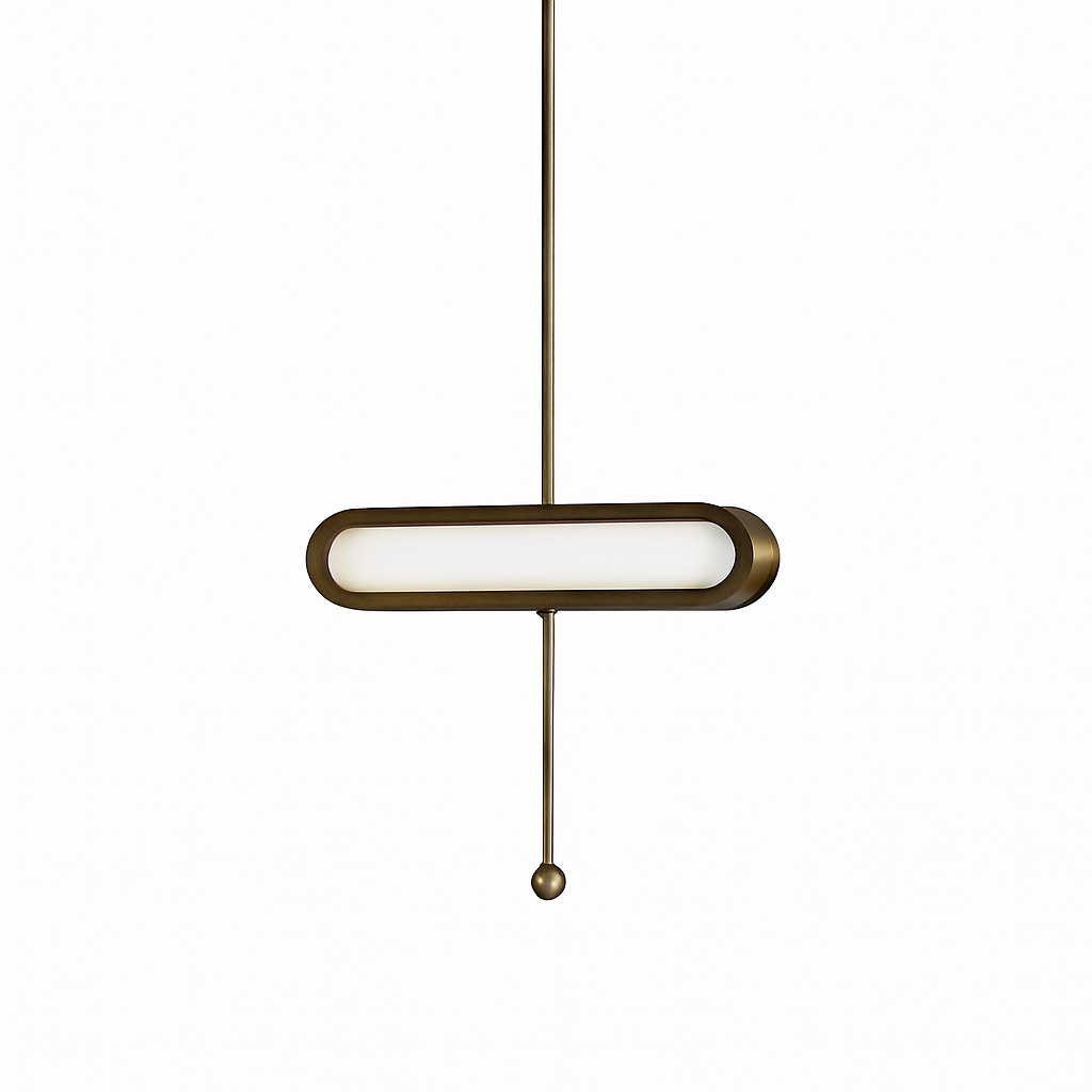 Suspension design LED avec double base dorée arrondie style Luxury - vue 5 sur 8