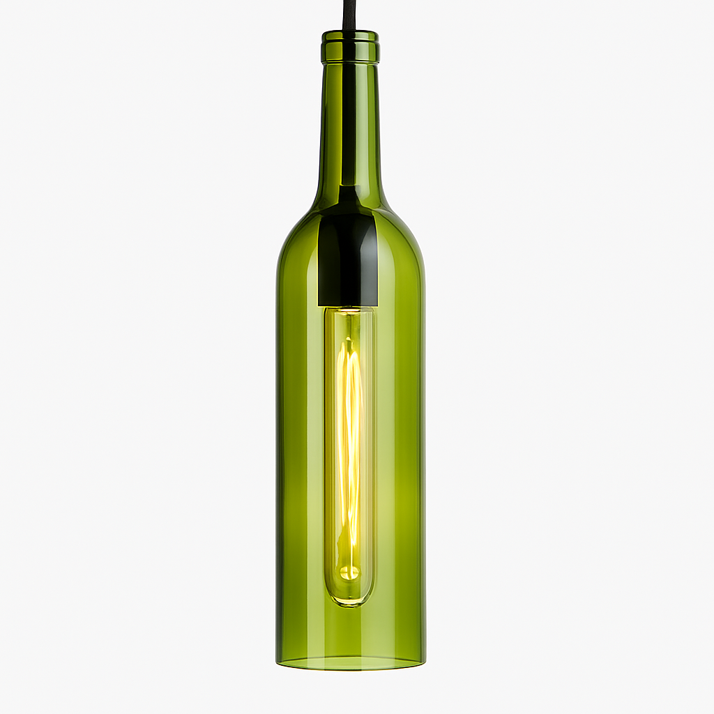 Suspension design à LED en forme de bouteille en verre de couleur - vue 5 sur 12