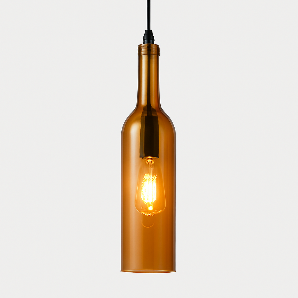 Suspension design à LED en forme de bouteille en verre de couleur - vue 8 sur 12