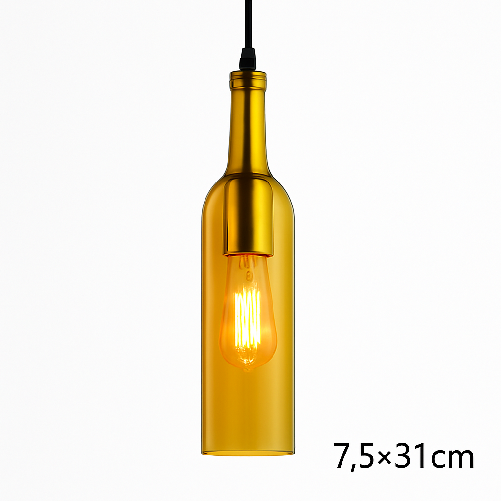 Suspension design à LED en forme de bouteille en verre de couleur - vue 10 sur 12