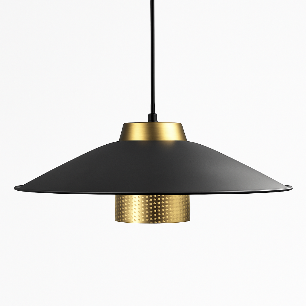 Suspension design LED en métal noir et doré Bar - vue 5 sur 7