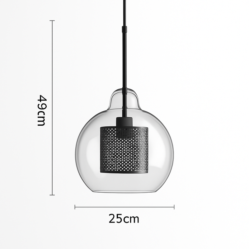 Suspension design LED en verre avec lampe doré