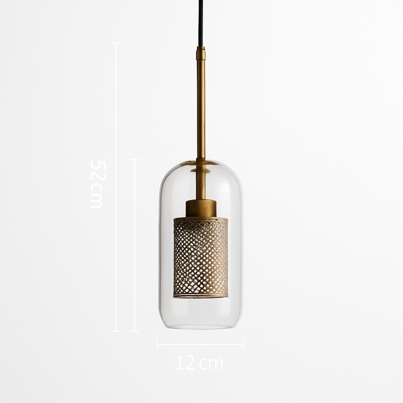 Suspension design LED en verre avec lampe doré
