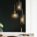 Suspension design LED en verre avec lampe doré