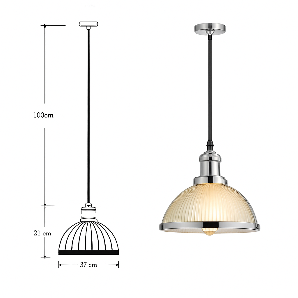 Suspension design LED en verre style Loft industriel - vue 3 sur 6