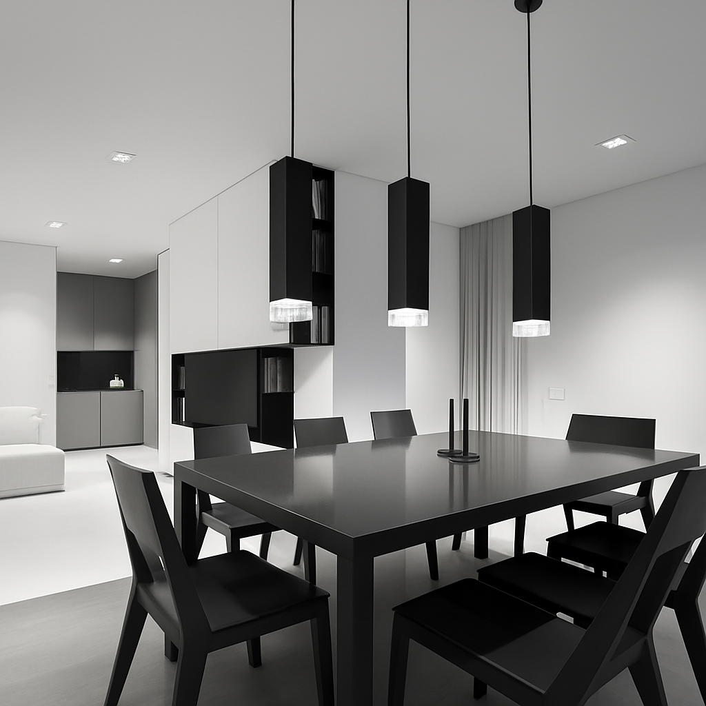 Suspension design LED rectangulaire (noir ou blanc) - vue 4 sur 5